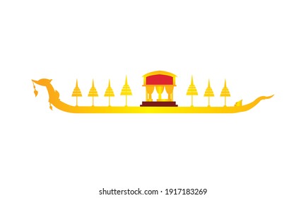 Vector de la hermosa Royal Barge Suphannahong en el río de Tailandia, concepto de vectores de estilo tradicional tailandés.