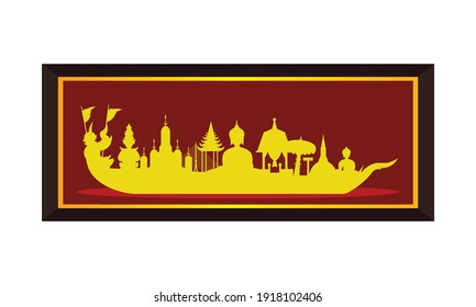 Vector of beautiful Thai Royal Barge Suphannahong on the River of Thailand,Traditional Thai style Vector concept.