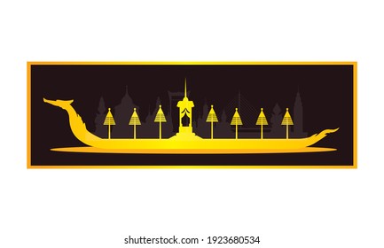 Vector of beautiful Thai Royal Barge Suphannahong on the River of Thailand,Traditional Thai style Vector concept.