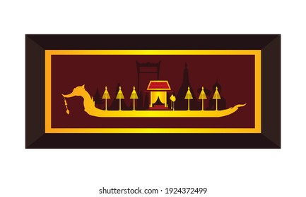 Vector of beautiful Thai Royal Barge Suphannahong on the River of Thailand,Traditional Thai style Vector concept.