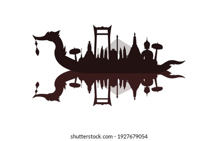 Vector of beautiful Thai Royal Barge Suphannahong on the River of Thailand,Traditional Thai style Vector concept.