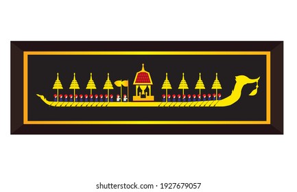 Vector of beautiful Thai Royal Barge Suphannahong on the River of Thailand,Traditional Thai style Vector concept.