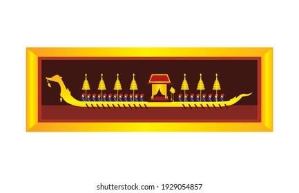 Vector of beautiful Thai Royal Barge Suphannahong on the River of Thailand,Traditional Thai style Vector concept.