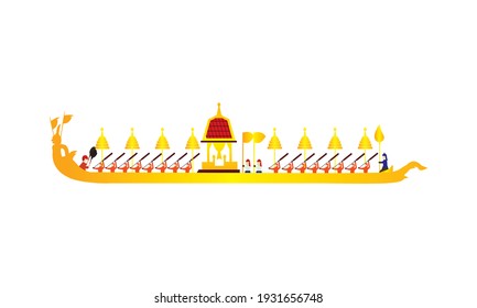 Vector of beautiful Thai Royal Barge Suphannahong on the River of Thailand,Traditional Thai style Vector concept.