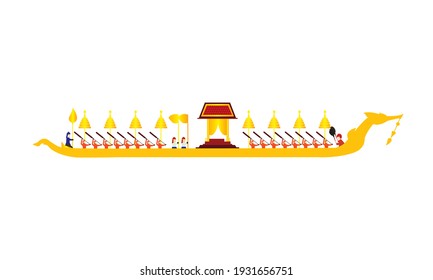 Vector of beautiful Thai Royal Barge Suphannahong on the River of Thailand,Traditional Thai style Vector concept.