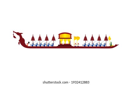 Vector of beautiful Thai Royal Barge Suphannahong on the River of Thailand,Traditional Thai style Vector concept.