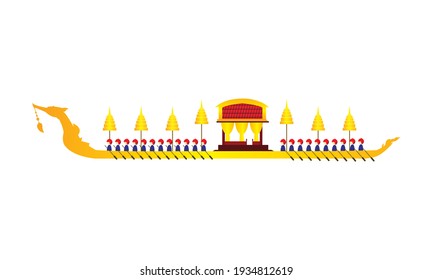 Vector of beautiful Thai Royal Barge Suphannahong on the River of Thailand,Traditional Thai style Vector concept.