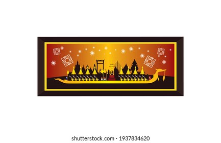 Vektorgrafik des schönen thailändischen Königsbarge Suphannahong am Fluss Thailand, traditionelles thailändisches Vektorkonzept.