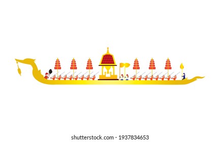 Vektorgrafik des schönen thailändischen Königsbarge Suphannahong am Fluss Thailand, traditionelles thailändisches Vektorkonzept.