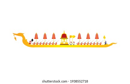 Vector of beautiful Thai Royal Barge Suphannahong on a River of Thailand, Traditional Thai style Vector concept.