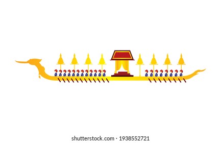 Vector of beautiful Thai Royal Barge Suphannahong on a River of Thailand,Traditional Thai style Vector concept.