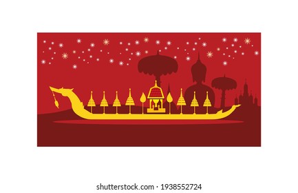 Vektorgrafik des wunderschönen Thai Royal Barge Suphannahong am Fluss Thailand, traditionelles thailändisches Vektorkonzept.