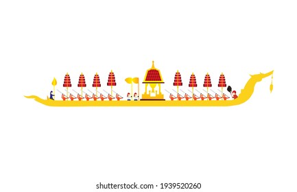 Vector of beautiful Thai Royal Barge Suphannahong on the River of Thailand,Traditional Thai style Vector concept.