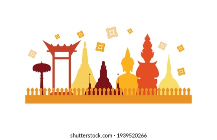 Vector of beautiful Thai Royal Barge Suphannahong on the River of Thailand,Traditional Thai style Vector concept.