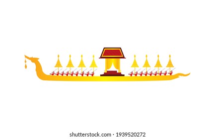 Vector of beautiful Thai Royal Barge Suphannahong on the River of Thailand,Traditional Thai style Vector concept.