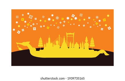 Vektorgrafik des schönen thailändischen Königsbarge Suphannahong am Fluss Thailand, traditionelles thailändisches Vektorkonzept.
