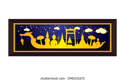 Vektorgrafik des schönen thailändischen Königsbarge Suphannahong am Fluss Thailand, traditionelles thailändisches Vektorkonzept.