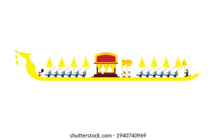 Vector de la hermosa Royal Barge Suphannahong en el río de Tailandia, concepto de vectores de estilo tradicional tailandés.