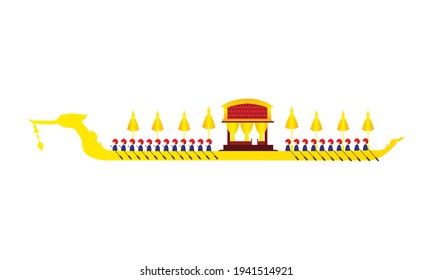 Vector of beautiful Thai Royal Barge Suphannahong on the River of Thailand,Traditional Thai style Vector concept.
