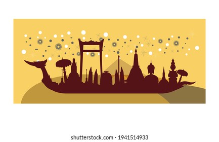 Vector of beautiful Thai Royal Barge Suphannahong on the River of Thailand,Traditional Thai style Vector concept.