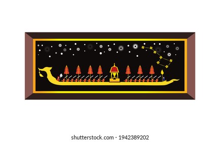 Vector of beautiful Thai Royal Barge Suphannahong on the River of Thailand,Traditional Thai style Vector concept.