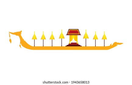 Vector of beautiful Thai Royal Barge Suphannahong on the River of Thailand,Traditional Thai style Vector concept.
