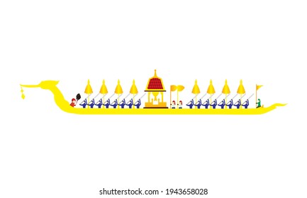 Vektorgrafik des schönen thailändischen Königsbarge Suphannahong am Fluss Thailand, traditionelles thailändisches Vektorkonzept.