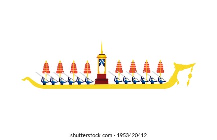 Vector of beautiful Thai Royal Barge Suphannahong on the River of Thailand,Traditional Thai style Vector concept.