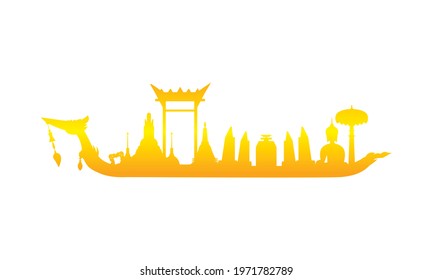 Vector of beautiful Thai Royal Barge Suphannahong on the River of Thailand Traditional Thai style Vector concept.