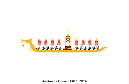 Vector of beautiful Thai Royal Barge Suphannahong on the River of Thailand Traditional Thai style Vector concept.