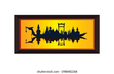 Vector of beautiful Thai Royal Barge Suphannahong on the River of Thailand Traditional Thai style Vector concept.