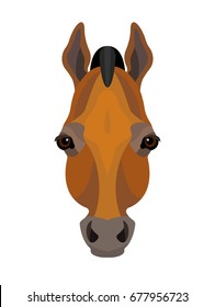 Vector beautiful thoroughbred horse portrait, farm animal zoo icon equine sport sign
