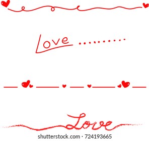 Vector - Beautiful typography with hand writing word love and heart shape. Red line.Scribbled line for letter or web. Can be used for Valentine's day or Wedding card design.