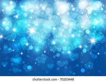 Vector beautiful valentine background with hearts and sparks eps10