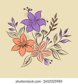 Vetor flores bonitas e vibrantes em alta resolução.