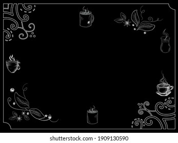 Vector beautiful vintage chalkboard style frame for cafe drink bar or restaurant interior design and decoration, card or banner templates