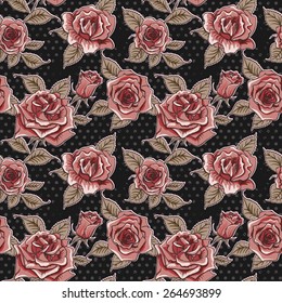 Vector Beautiful Vintage Roses Background. Floral Seamless Pattern