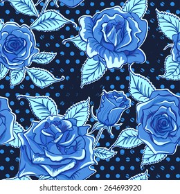 Vector Beautiful Vintage Roses Background. Floral Seamless Pattern