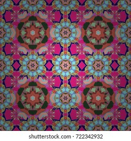 Vector. Beautiful watercolor flowers, bright painting inspiblue, pink and neutral flower print seamless background.