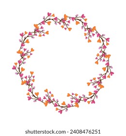 vector beautiful watercolor valentine's day wreath frame.