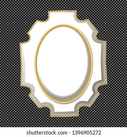 Vector Beautiful White and Gold Antique Cartouche - Classical Plaster Shield Design
