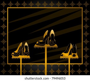 vector beautiful window with shoes with high heel