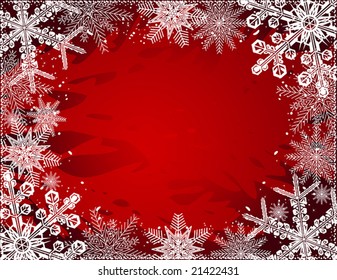 vector of beautiful winter frame on red background