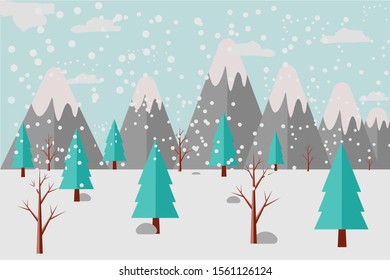 Vector. Beautiful winter landscape background