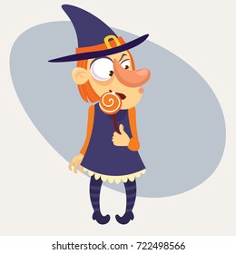 Vector beautiful witch. Vector Halloween witch. Halloween vector illustration.