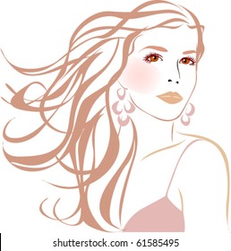 Vector beautiful woman close up.