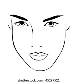 Vector beautiful woman face.