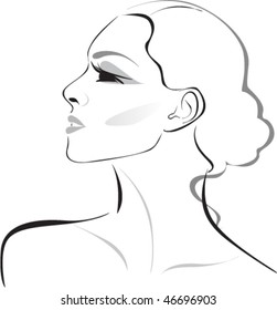 Vector beautiful woman face.