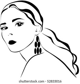 Vector beautiful woman face.