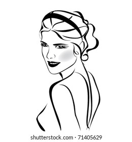 Vector beautiful woman face.
